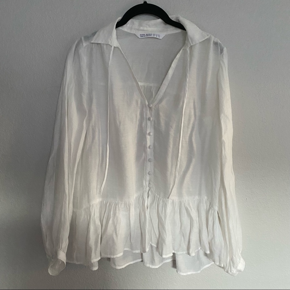 zara white button down blouse